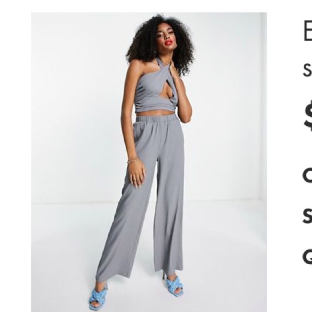 Extro & Vert slouchey super wide leg pants in slate gray